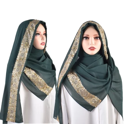 2023 Summer New Solid Color Hot Diamond Sequins Steel Ball Chiffon Baotou Scarves and Scarves in Stock