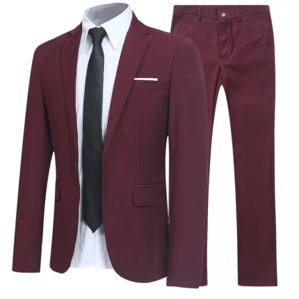 Stylish Slim Fit Men\\'s 2 Piece Suit Blazer and Pants Set Tuxedo Jacket Coat Multiple Sizes and Colors Available
