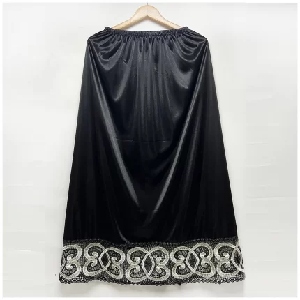 2024 Latest Comfort Women's Relaxed Long Skirt Lace Knee Length Elastic High Waist Flared Pleated Swing Skirt Cool Summer Dress